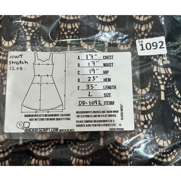 NEW RNB Dress Black Lace Embroidery Overlay Stretchy Lined Size Large - Picture 9 of 9